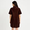Robe courte droite en velours coton marron fonc&eacute; femme