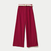 Pantalon large fluide ceintur&eacute; rouge femme