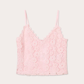 debardeur cropped dentelle rose clair femme Débardeur cropped dentelle rose clair femme