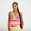 D&eacute;bardeur crochet cropped multicolore femme