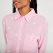 Chemise brod&eacute;e manches longues rose femme