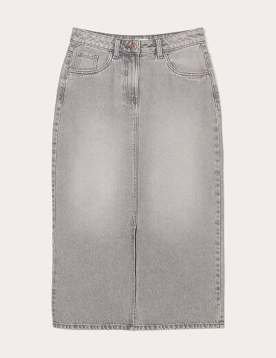 Jupe crayon taille standard denim gris clair femme