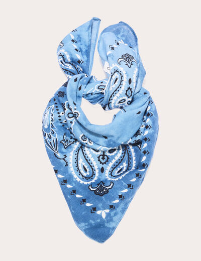 Foulard carré satin bleu gris femme