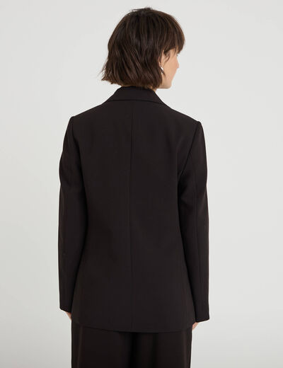 Blazer col tailleur manches longues noir femme