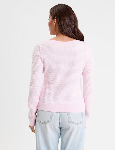 Pull col bateau rose clair femme