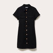 Robe courte trap&egrave;ze en jean col chemise noir femme