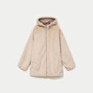 Parka r&eacute;versible 3/4 &agrave; capuche beige femme
