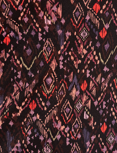 Blouse col montant smocké noir femme