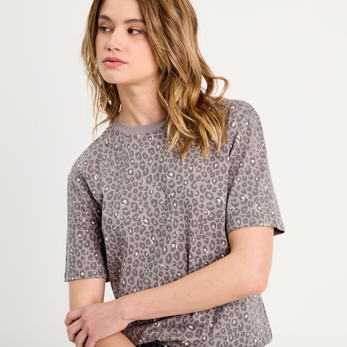 T-shirt manches courtes gris foncé femme