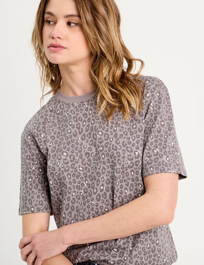 T-shirt manches courtes gris foncé femme