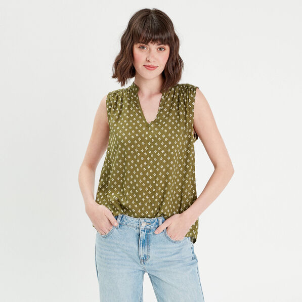 Blouse sans manches vert femme