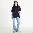 T-shirt &agrave; fronces avec bijou bleu marine femme