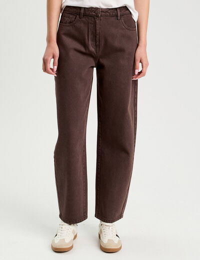 Pantalon barrel marron foncé femme