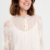 Blouse dentelle manches longues ecru femme