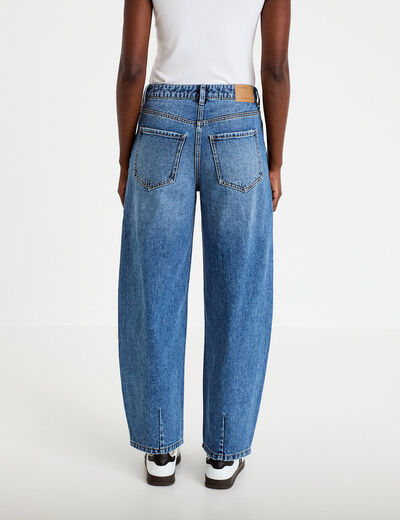 Jean barrel cropped taille standard bleu gris femme