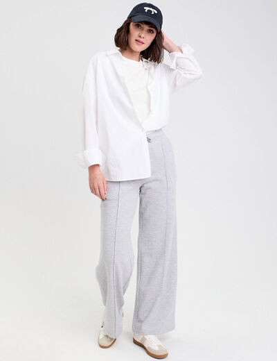 Pantalon large style jogging gris clair femme