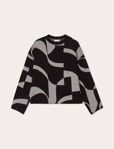 Pull col montant gris femme