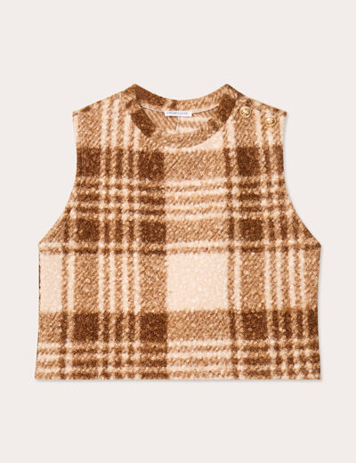 Pull sans manches beige femme
