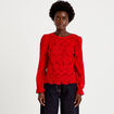 Blouse droite col v en dentelle rouge femme