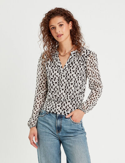 Blouse manches longues blanc femme