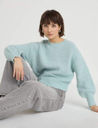 Pull manches longues vert clair femme