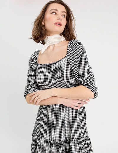 Robe évasée manches 3/4 blanc femme