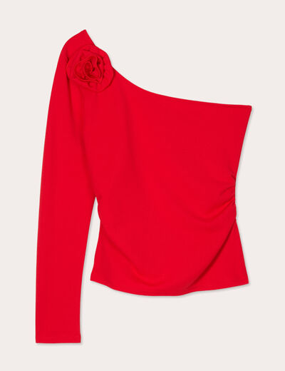 T-shirt asymétrique rouge femme