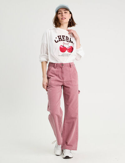 T-shirt manches courtes ecru femme