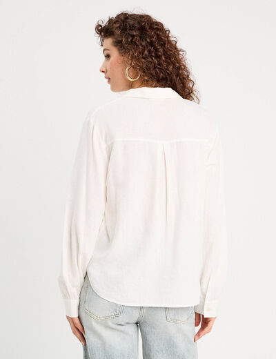 Chemise manches longues contenant du lin ecru femme