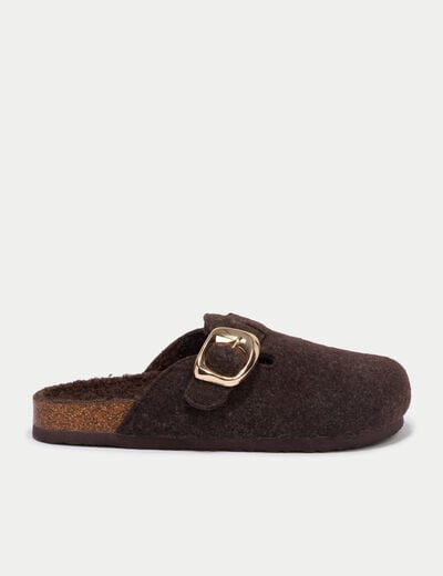 Chaussons sabot marron fonc&eacute; femme