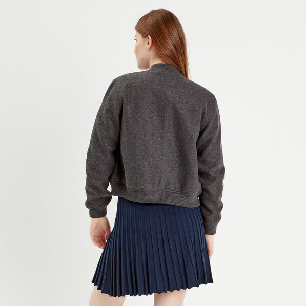 veste teddy zippee gris fonce femme Veste teddy zippée gris foncé femme