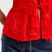 Blouse manches courtes noeuds rouge fluo femme