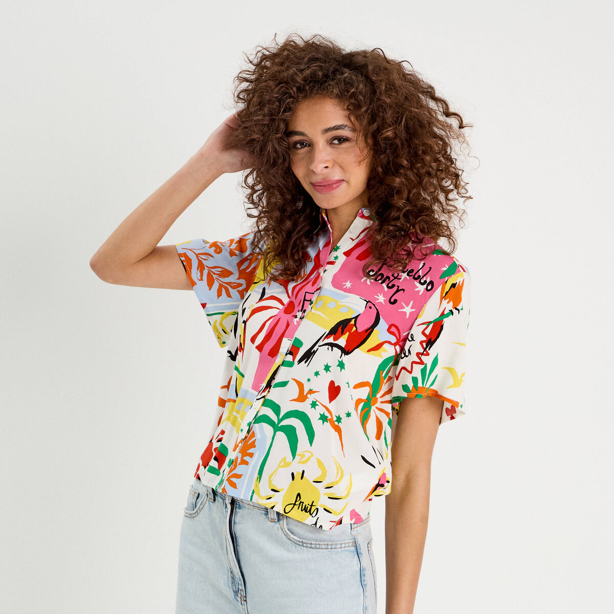 Chemise manches courtes blanc femme