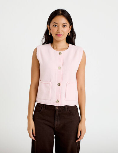 Gilet sans manches rose clair femme