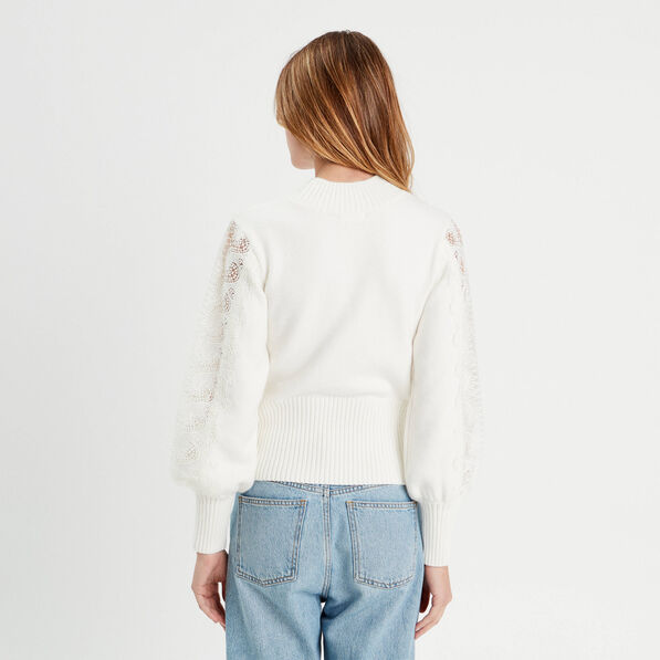 pull manches longues dentelle ecru femme Pull manches longues dentelle ecru femme