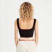Débardeur cropped côtelé noir femme