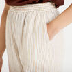 Pantalon large brod&eacute; beige femme