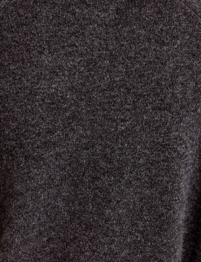 Pull col montant manches longues gris fonc&eacute; femme