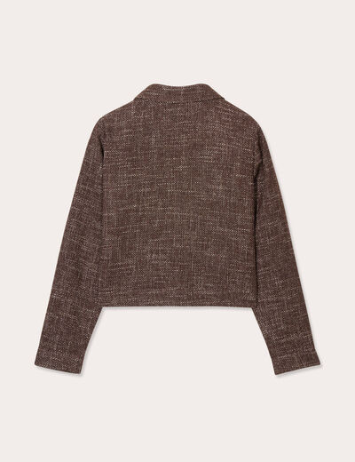 Veste tweed boutonnée bordeaux femme