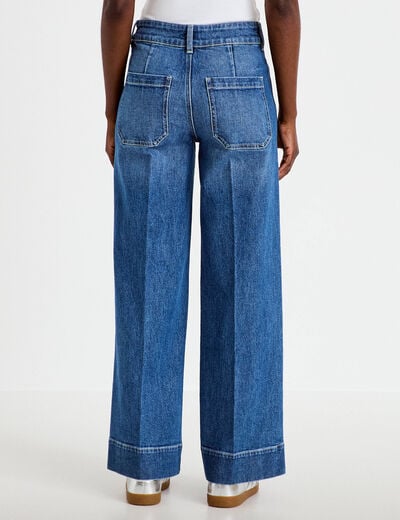 Jean wide leg taille haute denim double stone femme