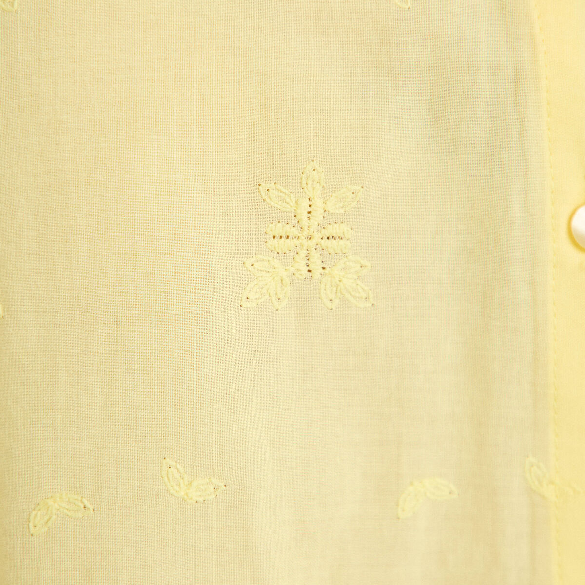 Chemise droite col classique manches 3/4 jaune pastel femme