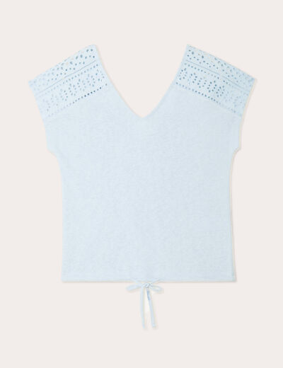 T-shirt manches courtes bleu clair femme