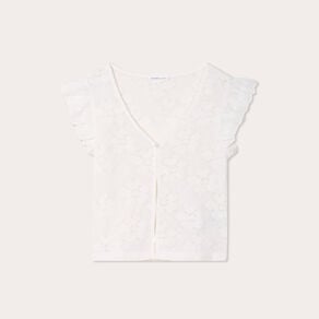 t shirt manches volants ecru femme T-shirt manches volants ecru femme
