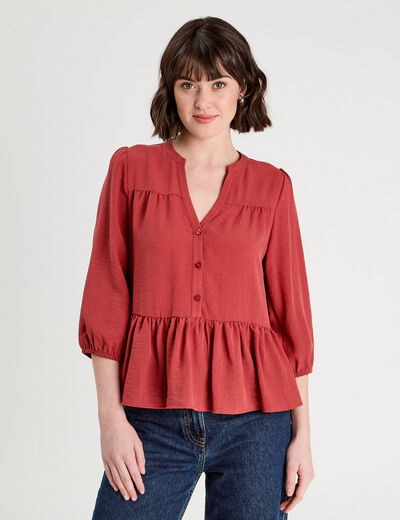 Blouse manches 3/4 vieux rose femme