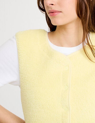 Gilet sans manches effet polaire jaune clair femme