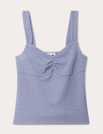 Débardeur fils métallisés bleu gris femme