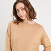 Pull manches longues beige femme