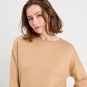 Pull manches longues beige femme