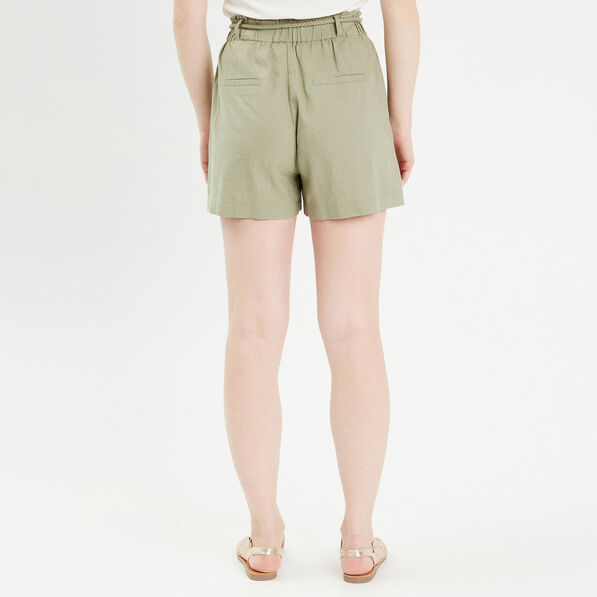 Short regular contenant du lin vert kaki femme