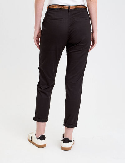 Pantalon chino 7/8ème noir femme